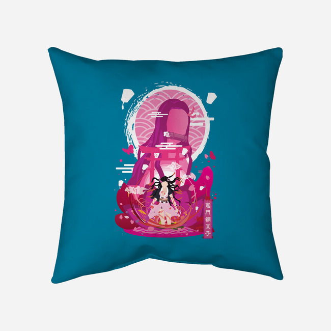 Nezuko Negative Space-none non-removable cover w insert throw pillow-SwensonaDesigns