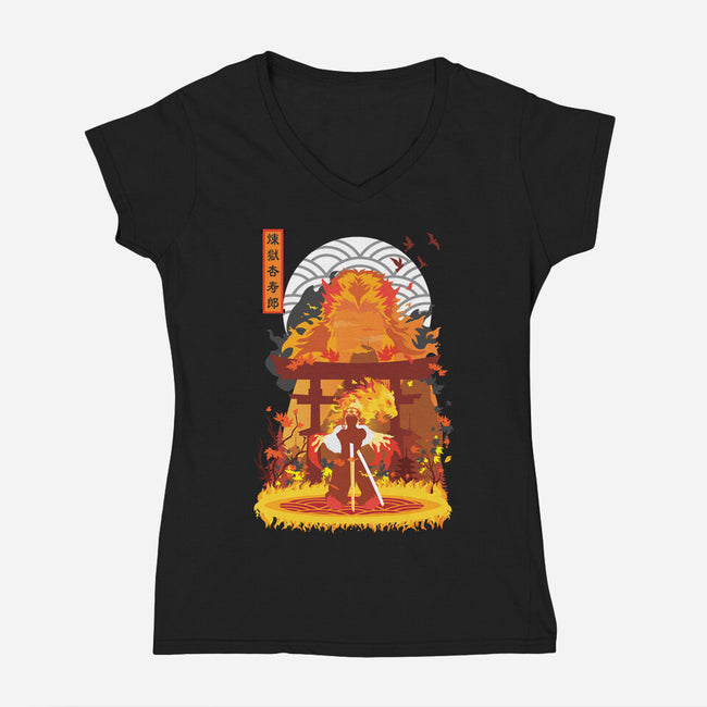 Kyojuro Rengoku-womens v-neck tee-SwensonaDesigns