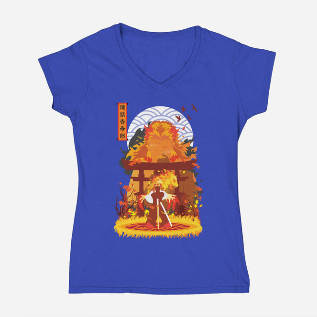 Kyojuro Rengoku-womens v-neck tee-SwensonaDesigns