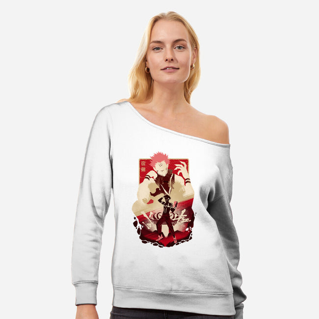 King Of Curses-womens off shoulder sweatshirt-hypertwenty