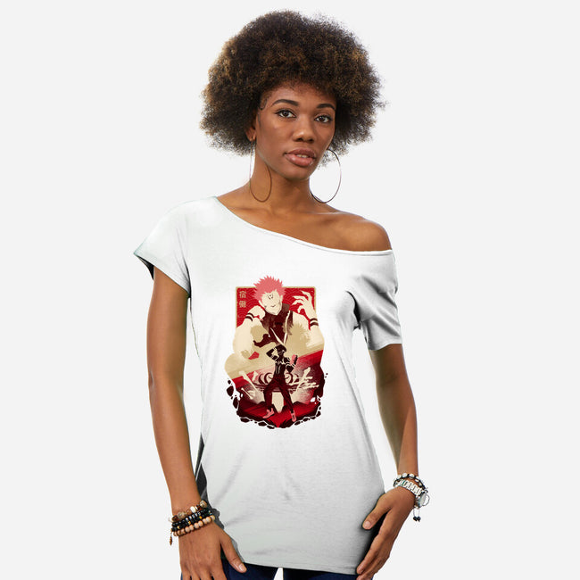 King Of Curses-womens off shoulder tee-hypertwenty