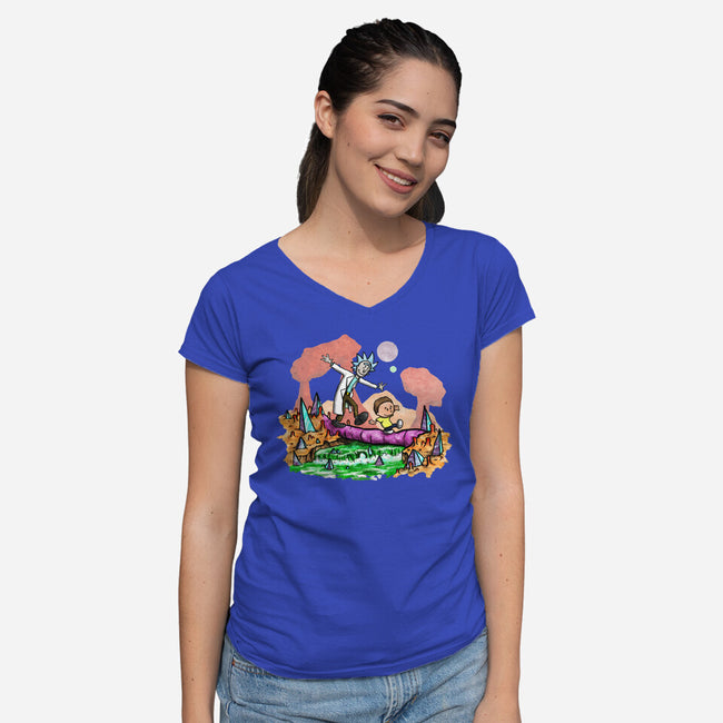 Look Morty!-womens v-neck tee-NightWolf Studios