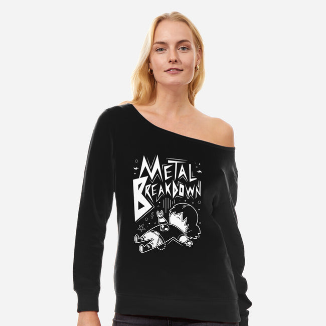 Metal Breakdown-womens off shoulder sweatshirt-Domii