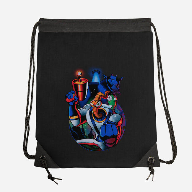 Earthworm Groovy!-none drawstring bag-Bruno Mota