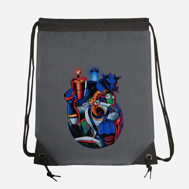 Earthworm Groovy!-none drawstring bag-Bruno Mota