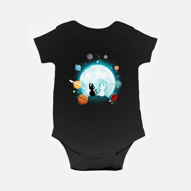 Moon Cat Planets-baby basic onesie-Vallina84
