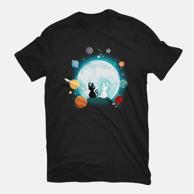 Moon Cat Planets-mens basic tee-Vallina84