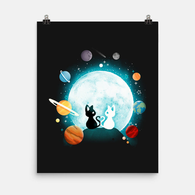 Moon Cat Planets-none matte poster-Vallina84