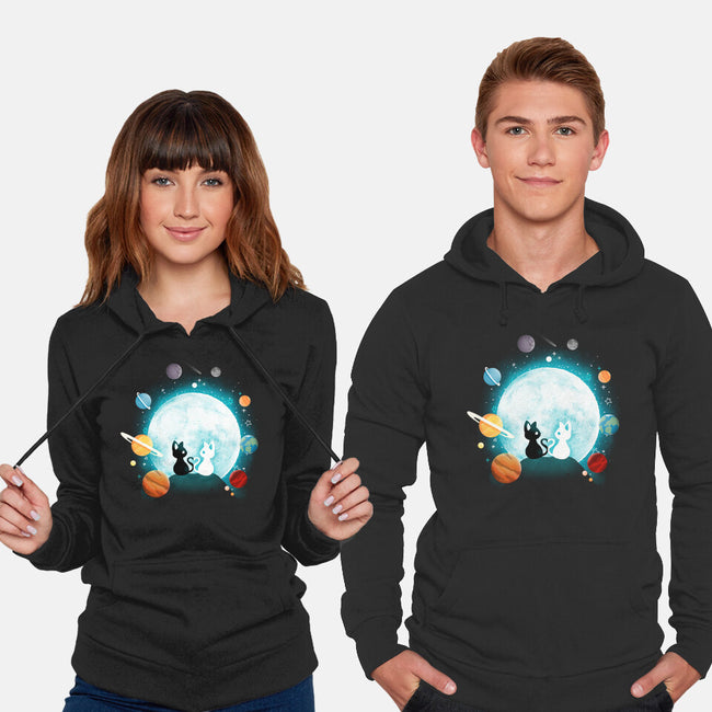 Moon Cat Planets-unisex pullover sweatshirt-Vallina84