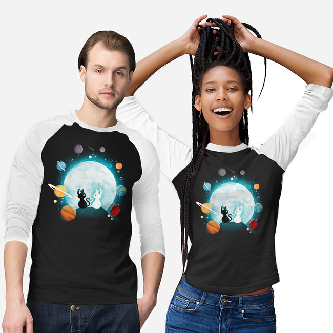 Moon Cat Planets-unisex baseball tee-Vallina84