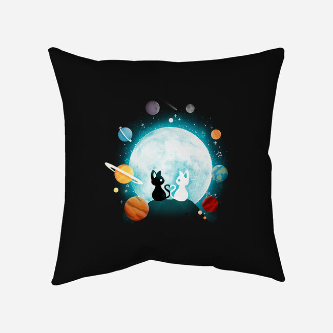 Moon Cat Planets-none removable cover throw pillow-Vallina84