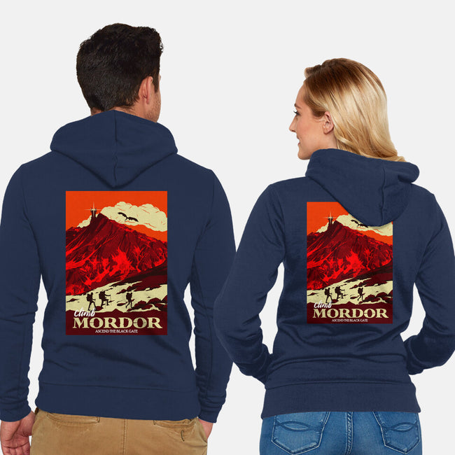 Climb Mordor-unisex zip-up sweatshirt-heydale