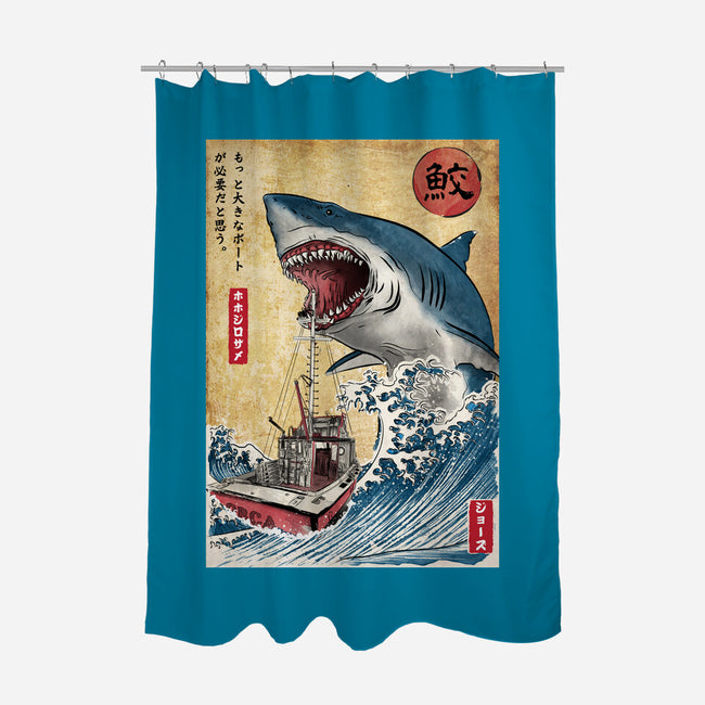 Hunting The Shark In Japan-none polyester shower curtain-DrMonekers