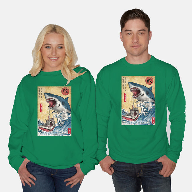 Hunting The Shark In Japan-unisex crew neck sweatshirt-DrMonekers