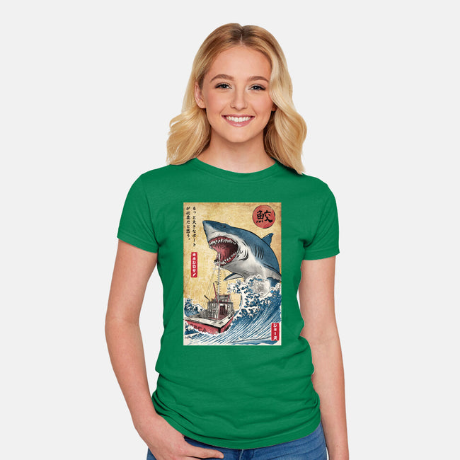 Hunting The Shark In Japan-womens fitted tee-DrMonekers