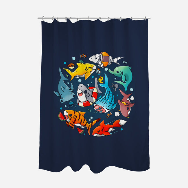 Summer Shark-none polyester shower curtain-Vallina84