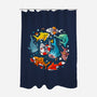 Summer Shark-none polyester shower curtain-Vallina84
