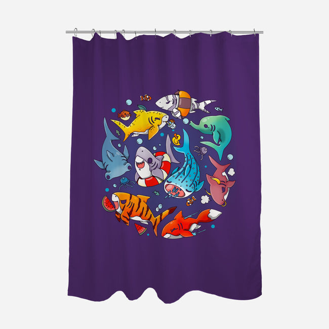Summer Shark-none polyester shower curtain-Vallina84