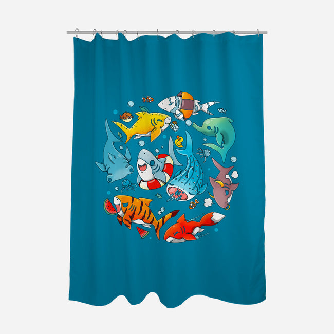Summer Shark-none polyester shower curtain-Vallina84