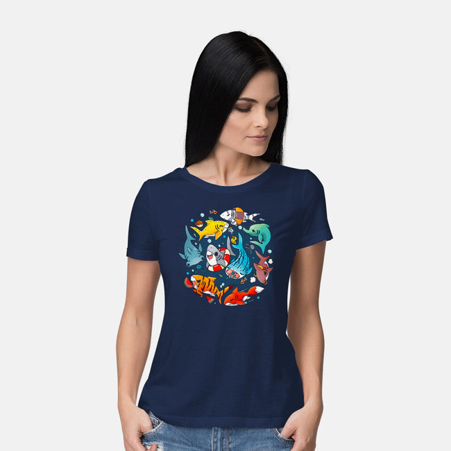 Summer Shark-womens basic tee-Vallina84