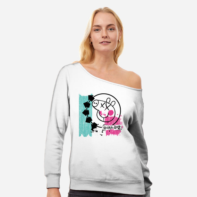 Oink-182-womens off shoulder sweatshirt-dalethesk8er