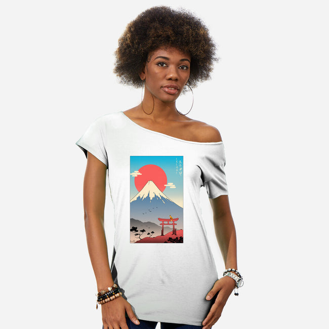 Ikigai In Mt. Fuji-womens off shoulder tee-vp021