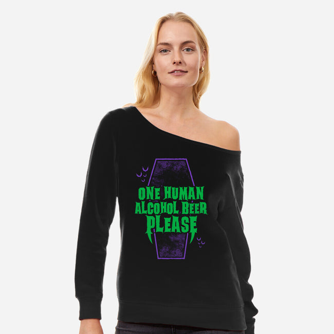 One Human Beer-womens off shoulder sweatshirt-Nemons