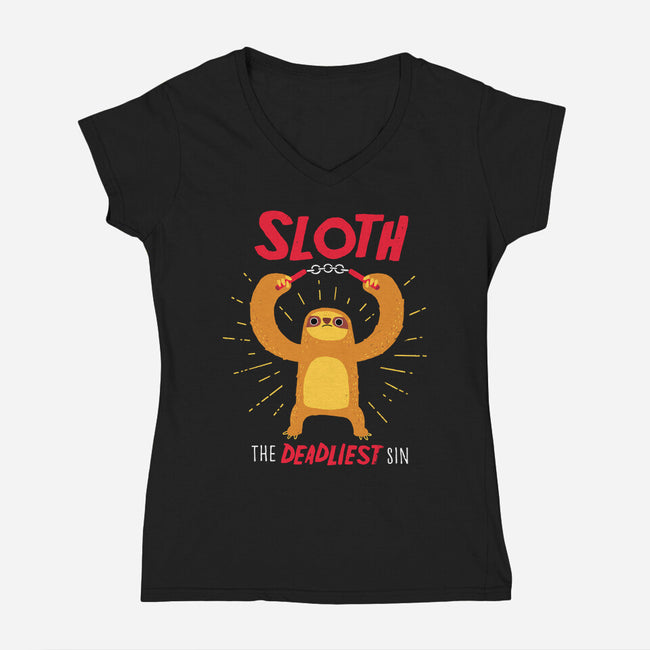 The Deadliest Sin-womens v-neck tee-DinoMike