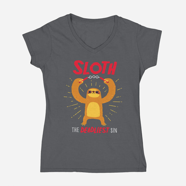 The Deadliest Sin-womens v-neck tee-DinoMike