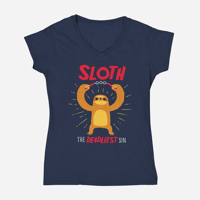 The Deadliest Sin-womens v-neck tee-DinoMike
