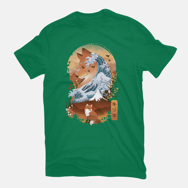 Kitsune Landscape-womens fitted tee-dandingeroz
