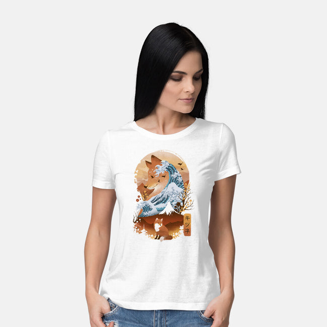 Kitsune Landscape-womens basic tee-dandingeroz