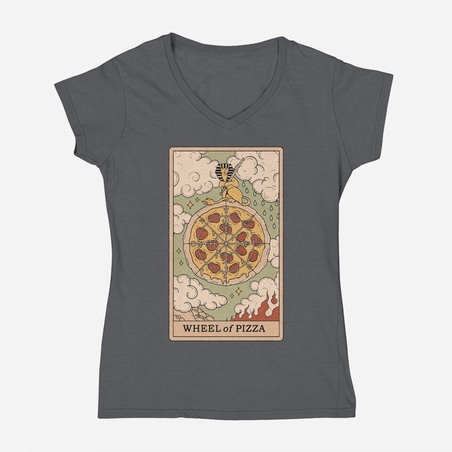 Wheel Of Pizza-womens v-neck tee-Thiago Correa