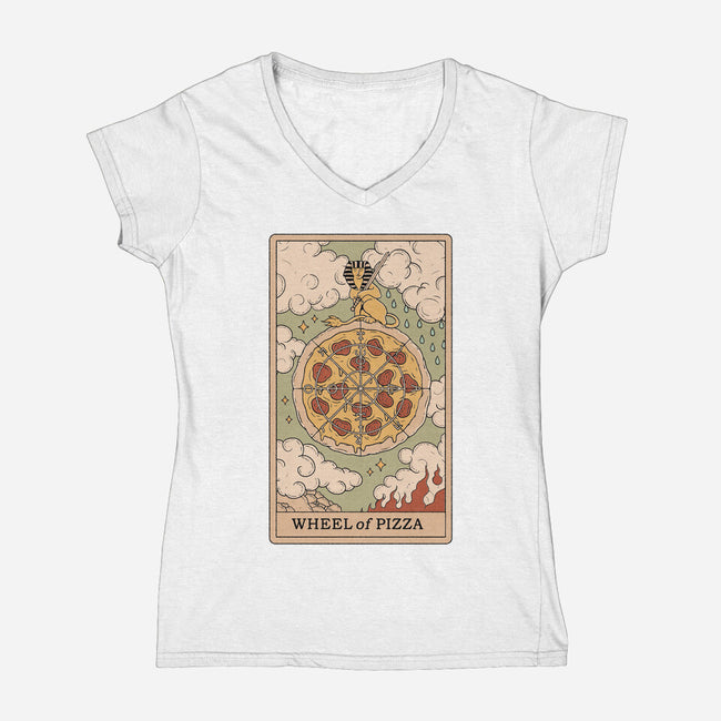 Wheel Of Pizza-womens v-neck tee-Thiago Correa