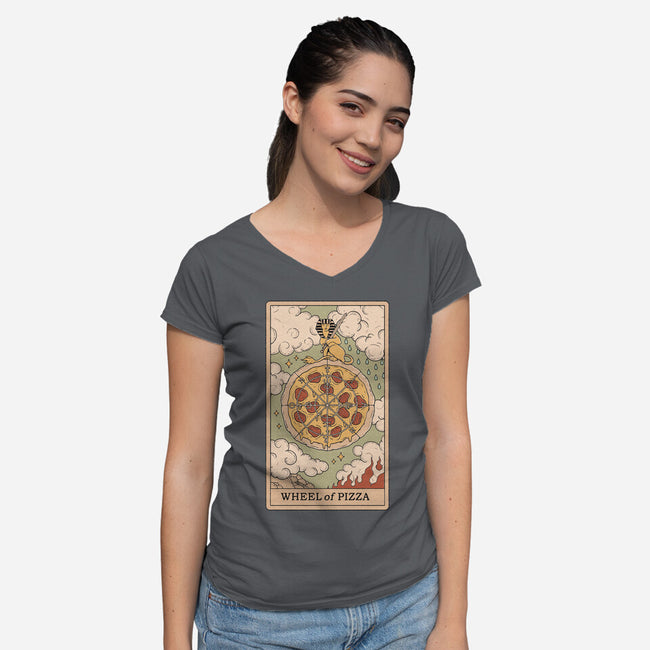 Wheel Of Pizza-womens v-neck tee-Thiago Correa