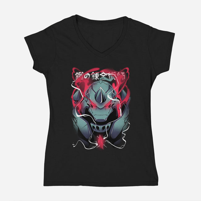 Alphonse Elric-womens v-neck tee-Kabuto Studio