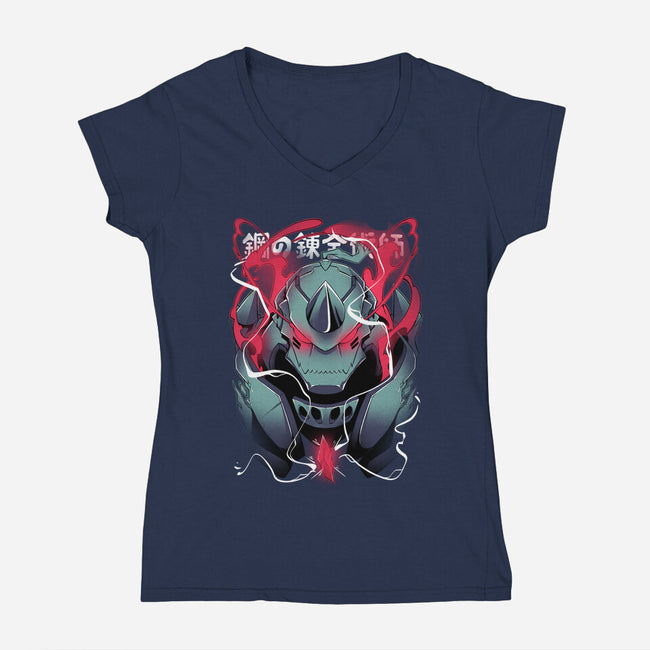Alphonse Elric-womens v-neck tee-Kabuto Studio