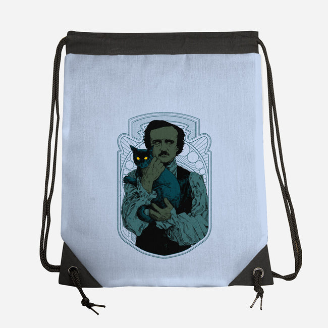 Poe And The Black Cat-none drawstring bag-Hafaell