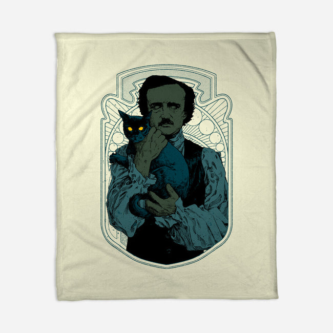 Poe And The Black Cat-none fleece blanket-Hafaell