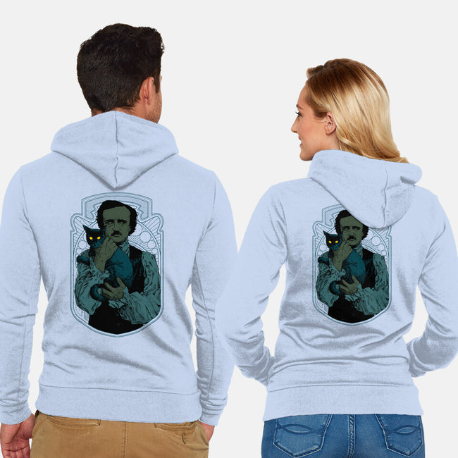 Poe And The Black Cat-unisex zip-up sweatshirt-Hafaell