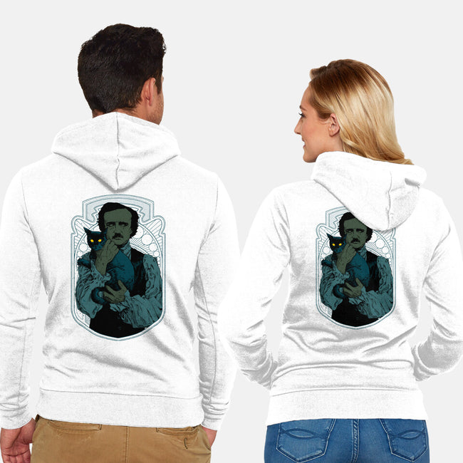 Poe And The Black Cat-unisex zip-up sweatshirt-Hafaell