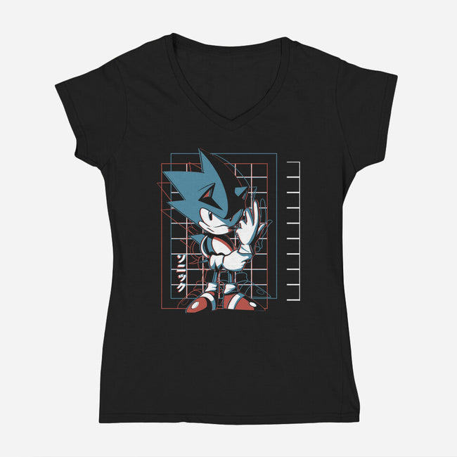 3D Hedgehog-womens v-neck tee-Gazo1a