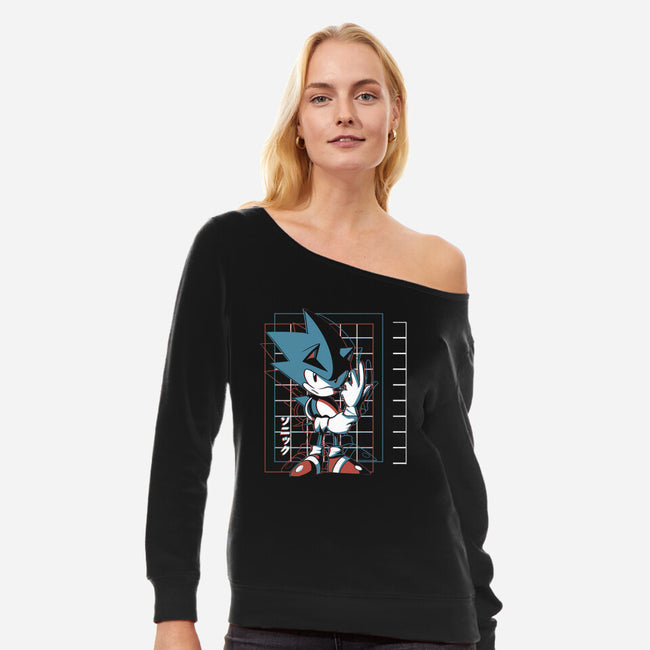 3D Hedgehog-womens off shoulder sweatshirt-Gazo1a