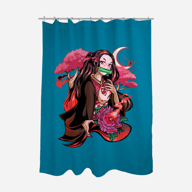 Cute Demon-none polyester shower curtain-heydale