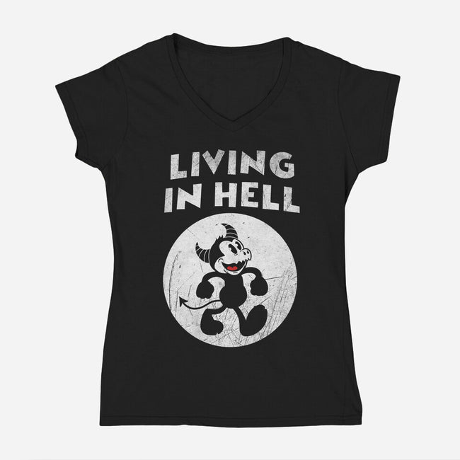 Living In Hell-womens v-neck tee-Paul Simic