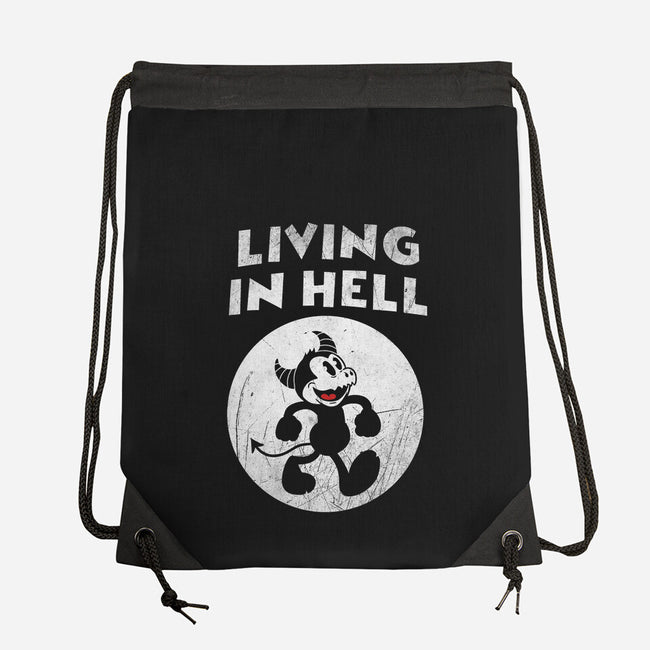 Living In Hell-none drawstring bag-Paul Simic