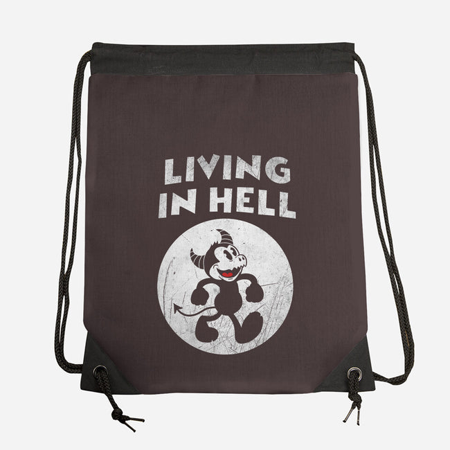 Living In Hell-none drawstring bag-Paul Simic