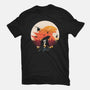 King Kaiju Sunset-womens fitted tee-dandingeroz