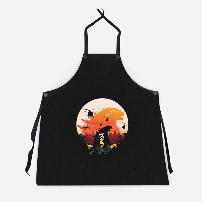 King Kaiju Sunset-unisex kitchen apron-dandingeroz