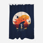 King Kaiju Sunset-none polyester shower curtain-dandingeroz